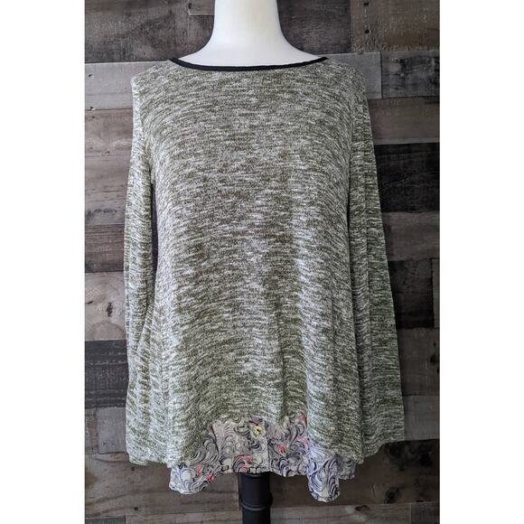Poeme Layered Green light weight Sweater Blouse Size Large - Picture 1 of 7